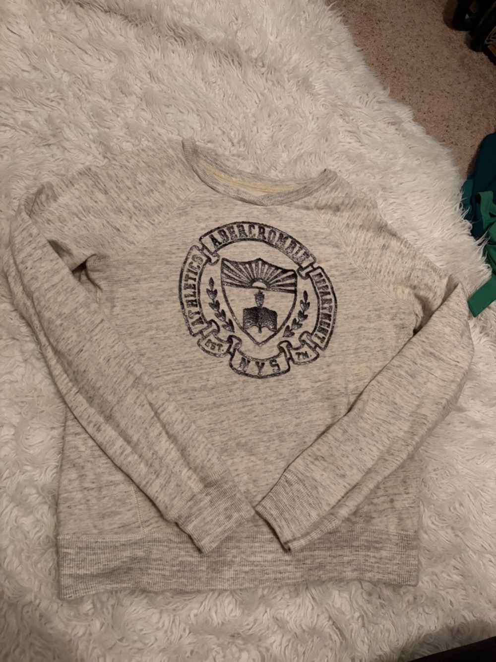 Abercrombie & Fitch Cream Heather Crewneck Sweatshirt with Crest